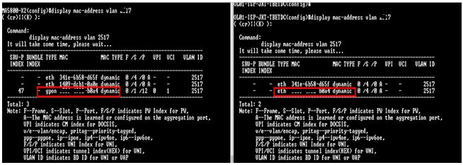 Check on both OLT1 and OLT2 mac address learned during the switch over activity 2 1