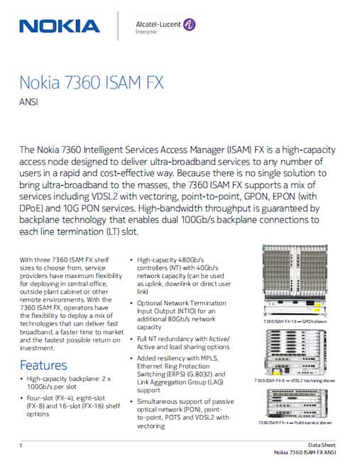 Nokia 7360 ISAM FX OLT Datasheet