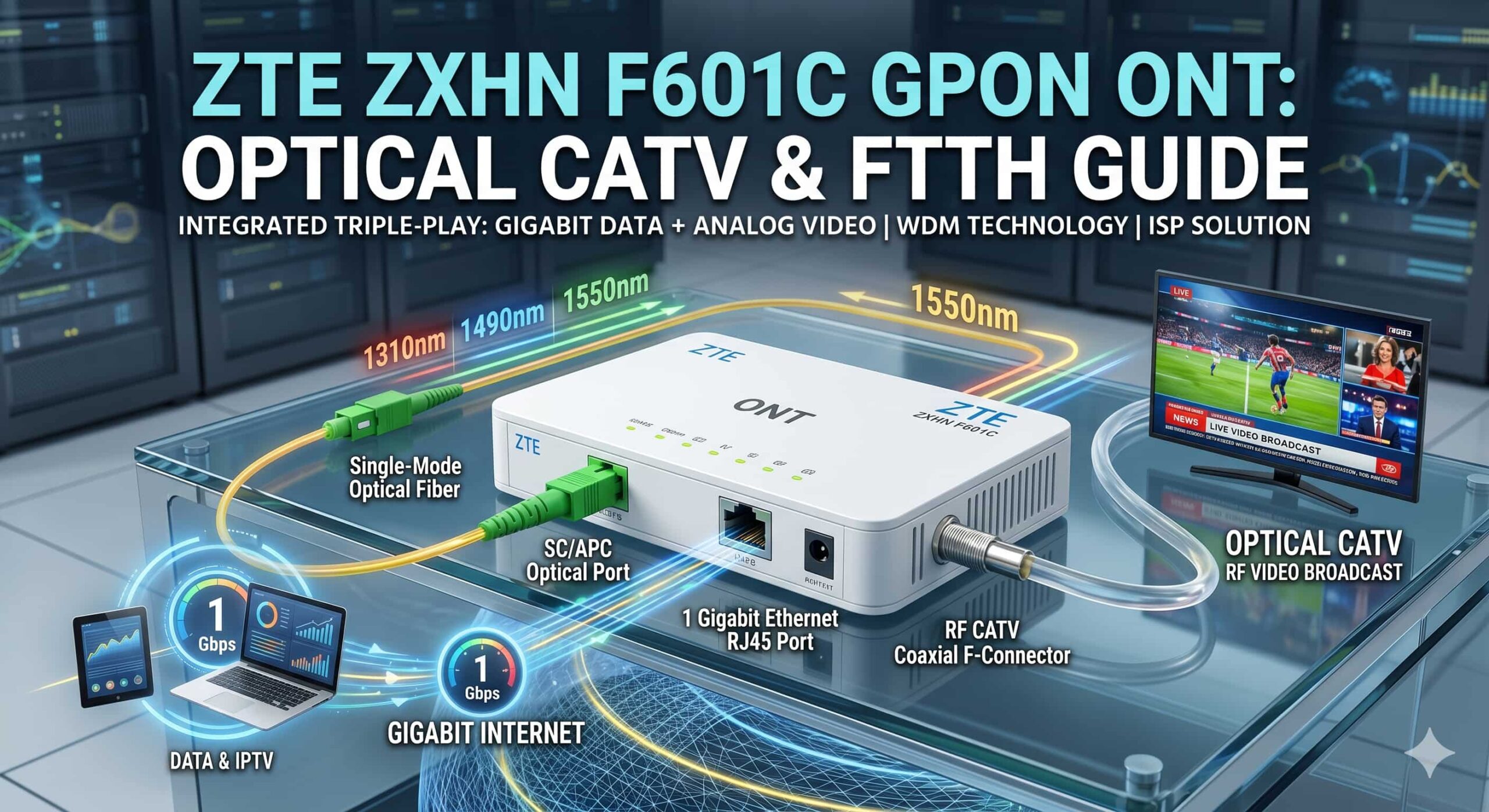 ZTE ONT Optical CATVZTE ZXHN F601C scaled